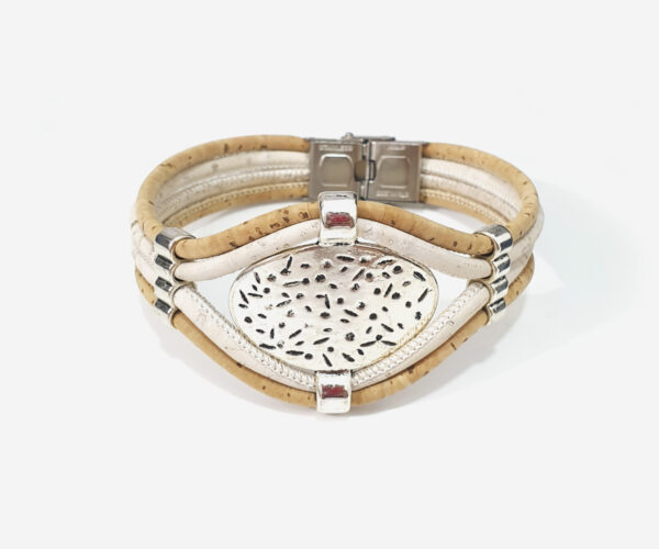 Cork Bracelet With Metal Decoration