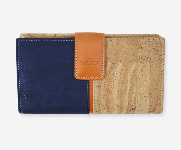 Short Blue Cork and Leather Wallet For Women 79