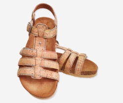 Flat Cork Sandals With Colorful Strap
