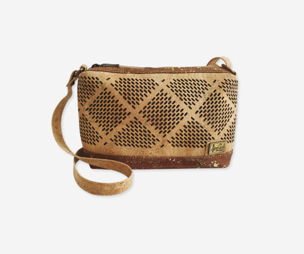 Small Cork Shoulder Bag With Decorative Holes 2304