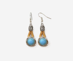 Cork Earrings With Turquoise