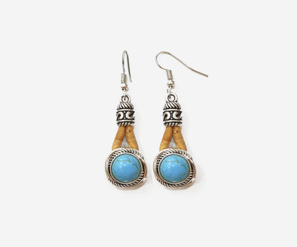 Cork Earrings With Turquoise