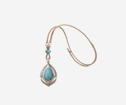 Long Adjustable Cork Necklace With Turquoise