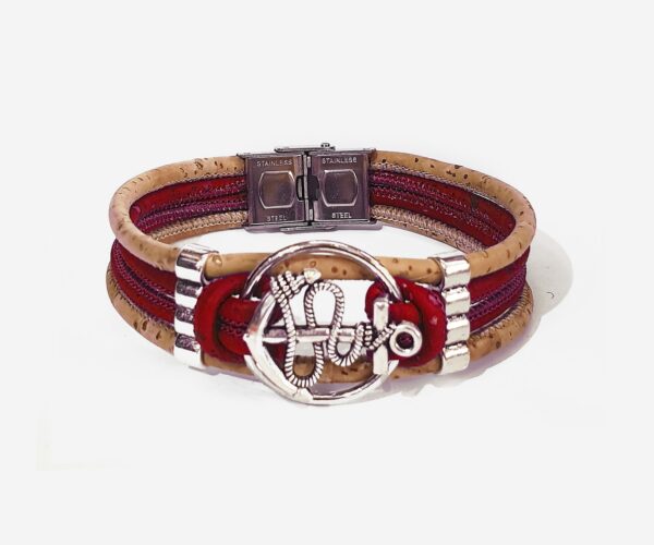Cork and Metal Anchor Bracelet