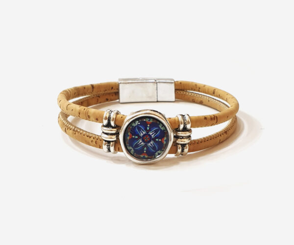 Tile Print Small Stone Cork Bracelet