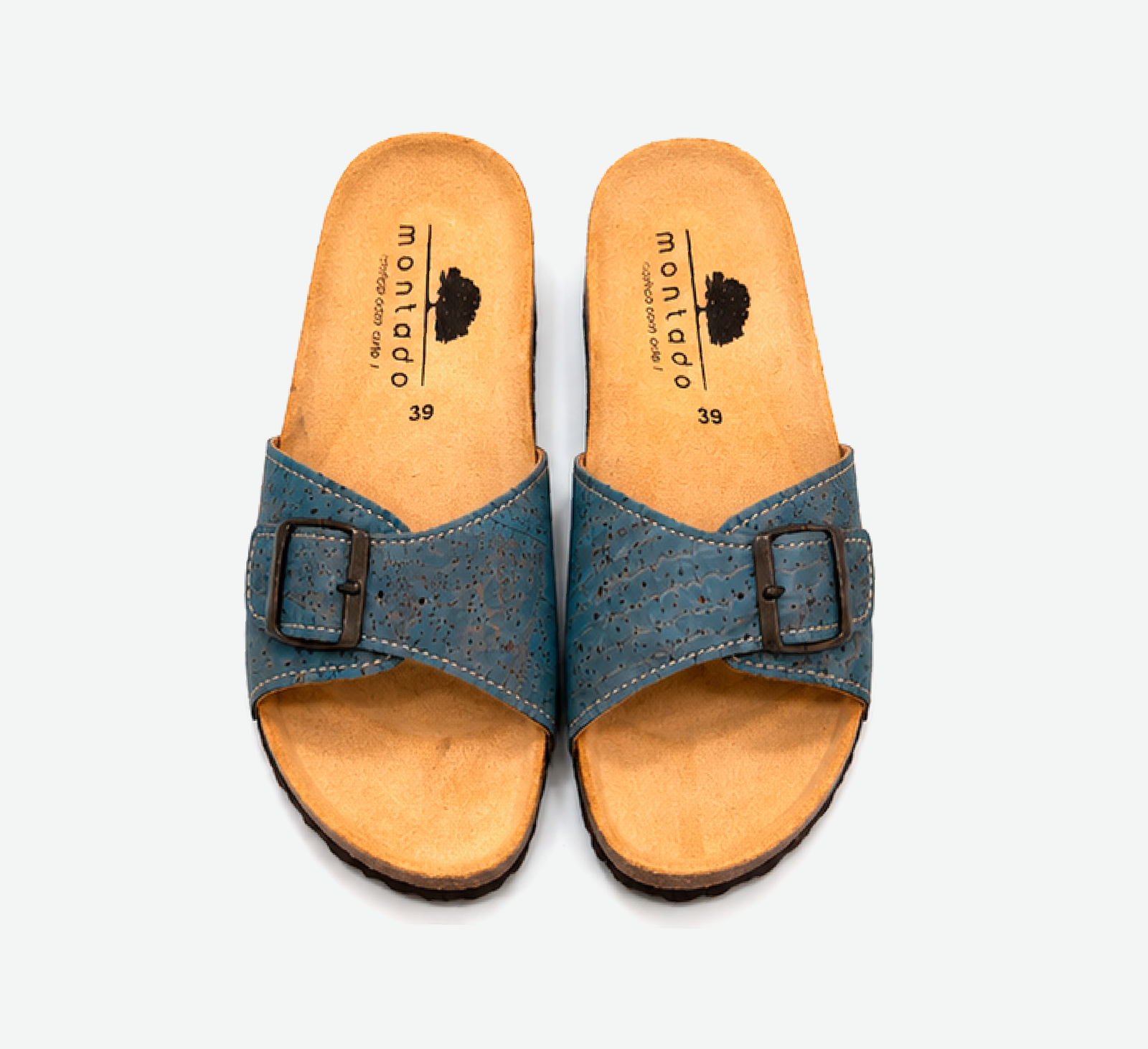 Blue Cork Flat Slippers With Adjustable Strap 2001 - Image 3