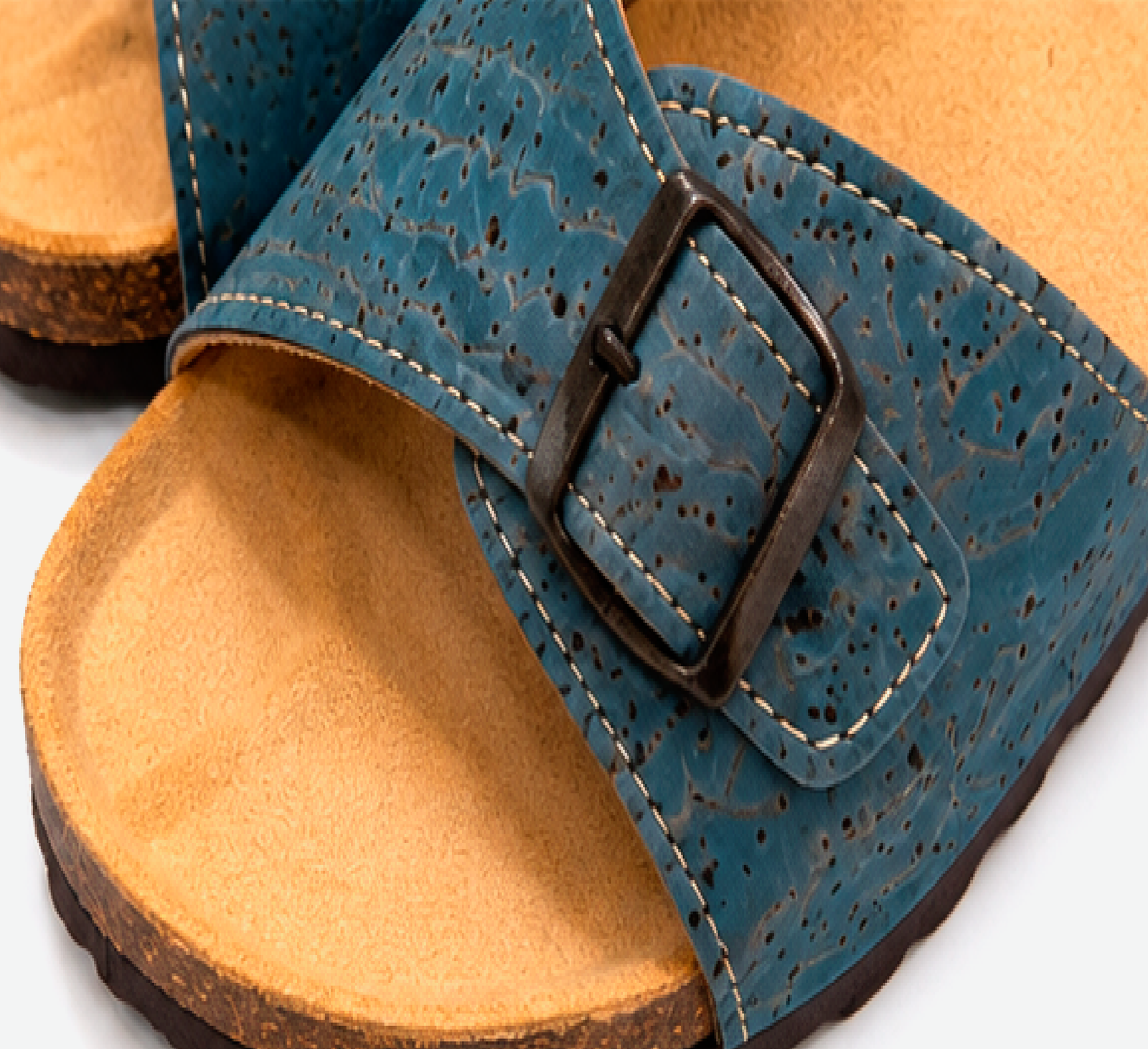 Blue Cork Flat Slippers With Adjustable Strap 2001 - Image 6