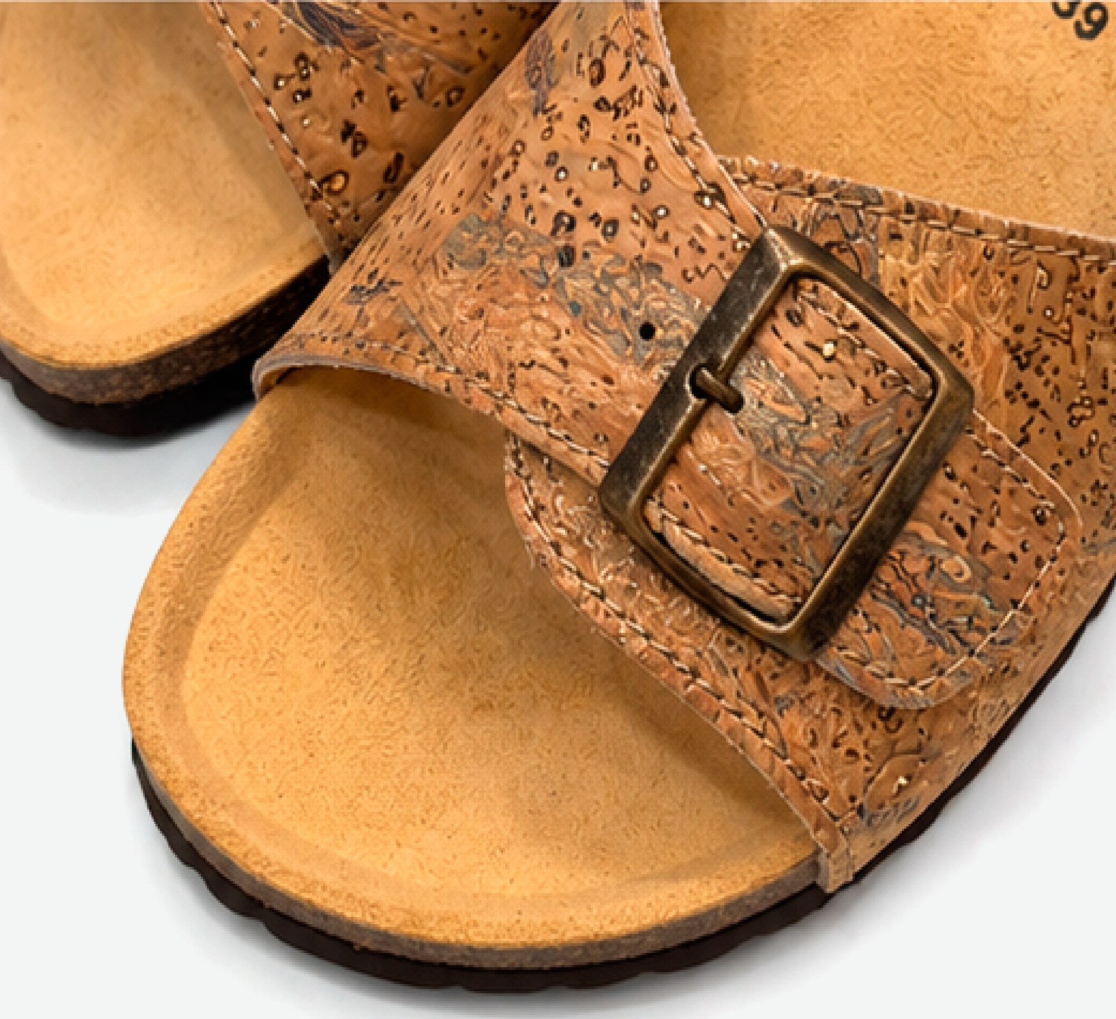 Gold Cork Flat Slippers With Adjustable Strap 2001 - Image 6