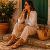 Gold Cork Flat Slippers With Adjustable Strap 2001 - Thumbnail Image 4