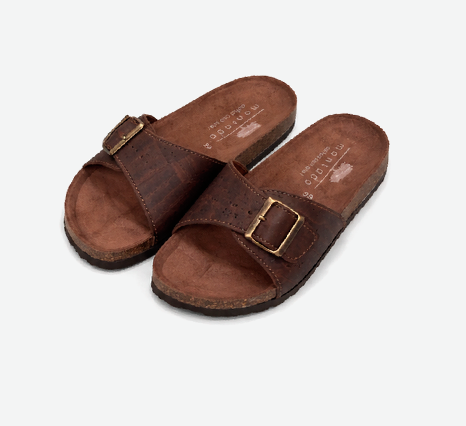 Brown Cork Flat Slippers With Adjustable Strap 2001 - Image 1