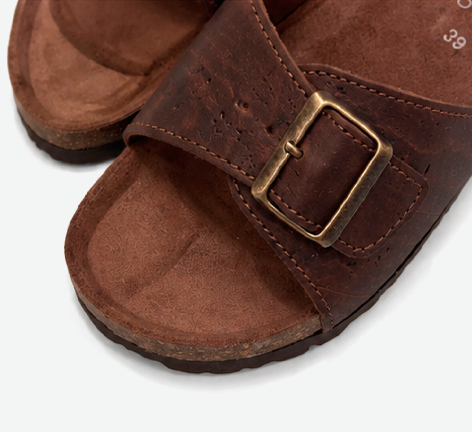 Brown Cork Flat Slippers With Adjustable Strap 2001 - Image 6