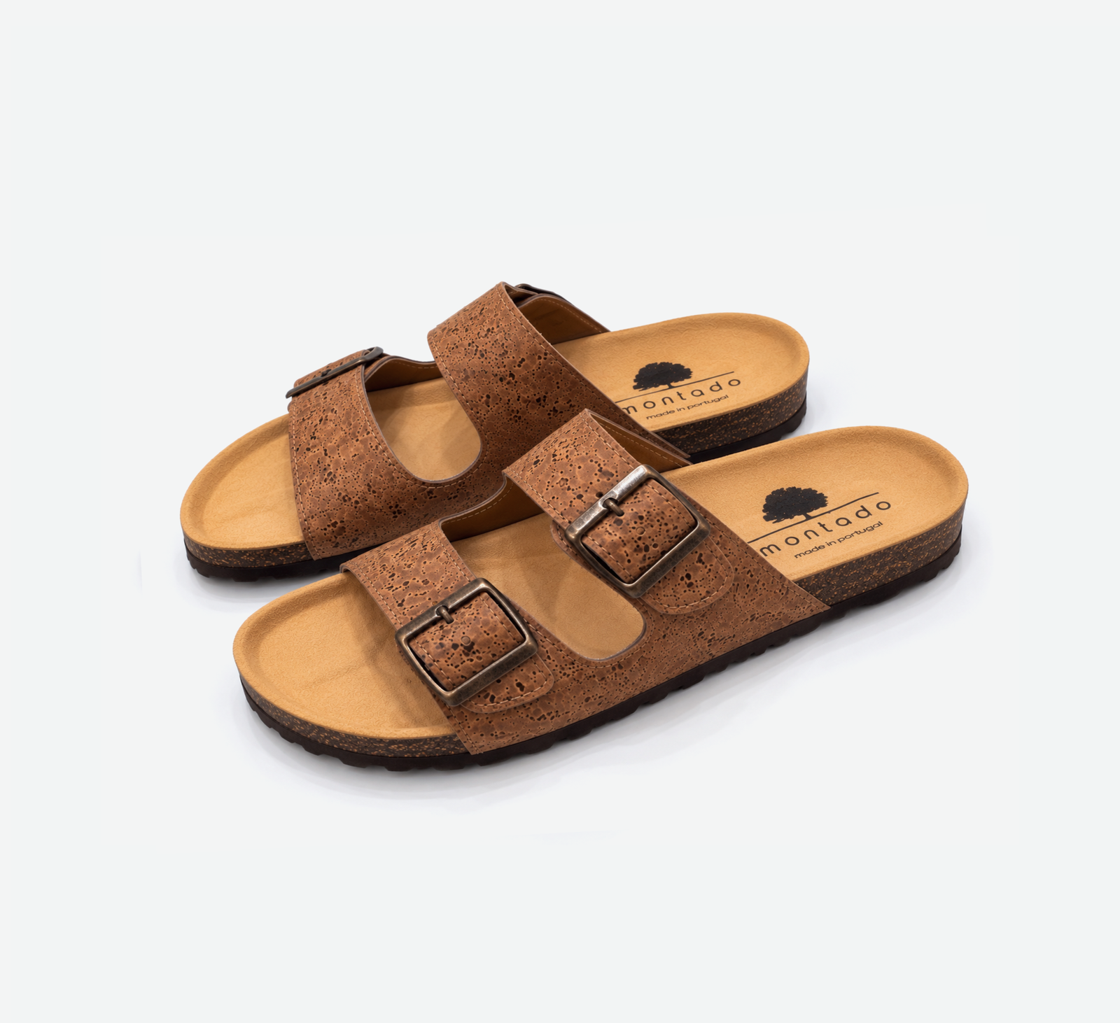 Cork Light Brown Flat Slippers with Two Adjastable Straps 1585 - Image 4