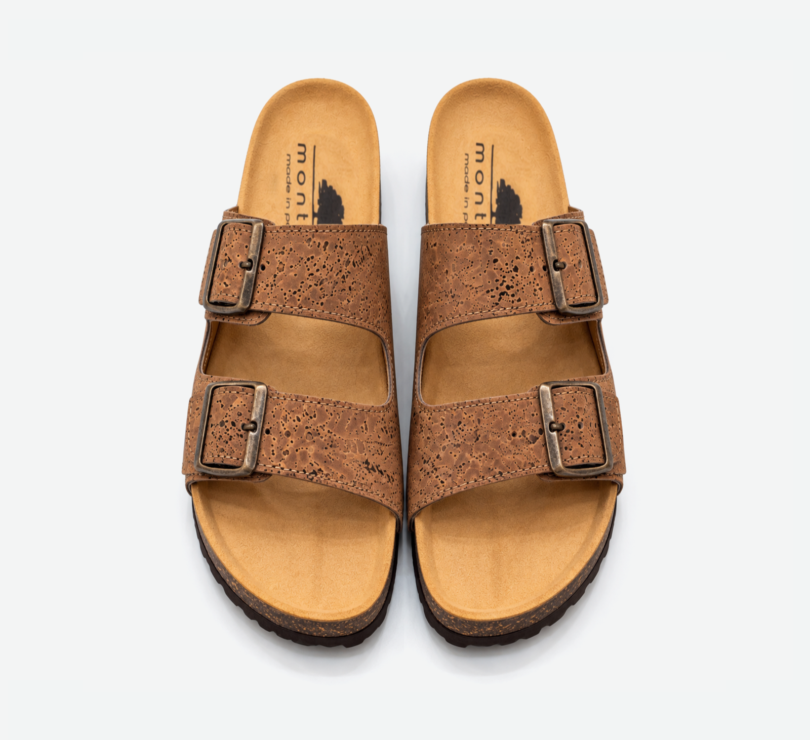 Cork Light Brown Flat Slippers with Two Adjastable Straps 1585 - Image 5