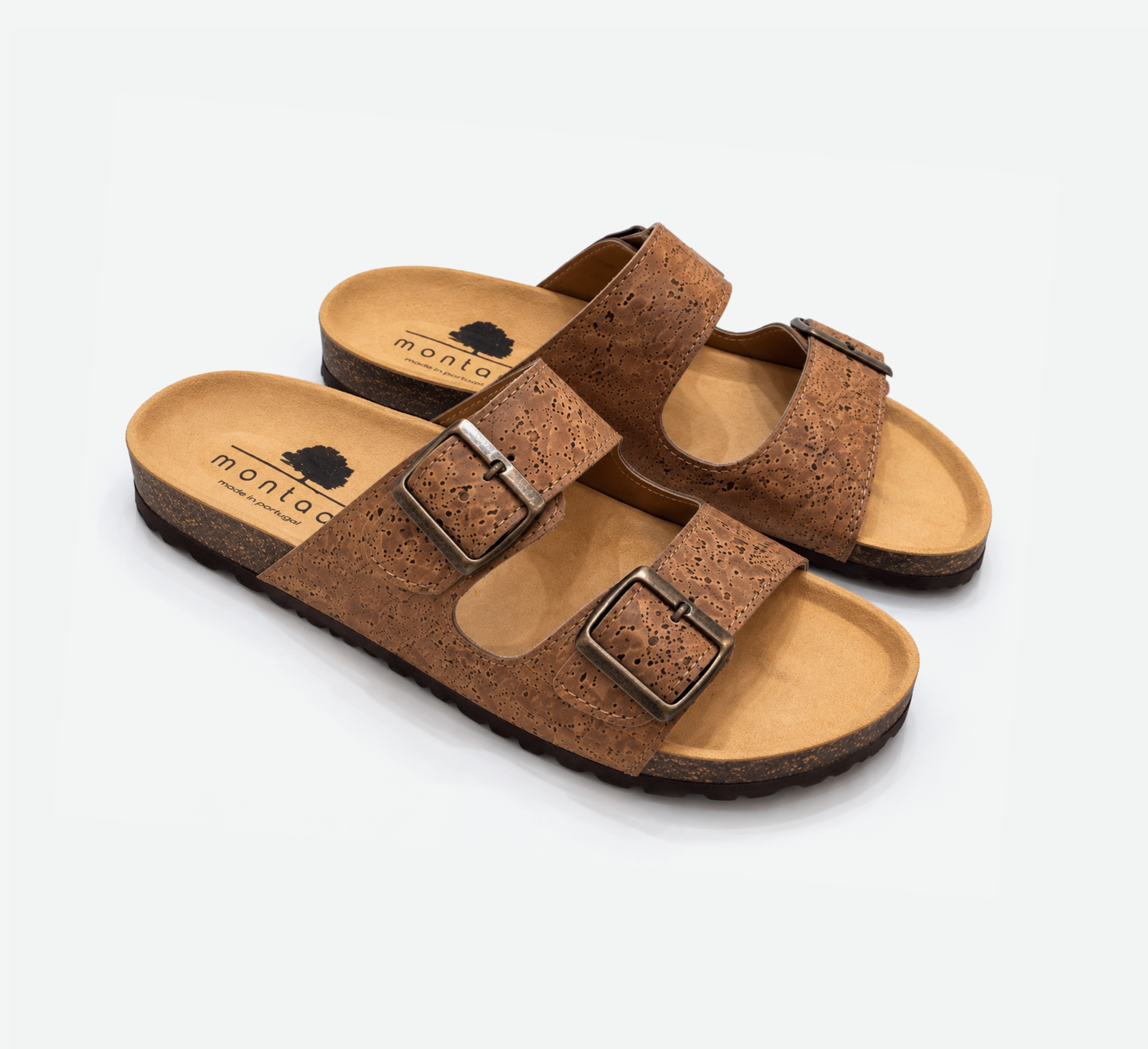 Cork Light Brown Flat Slippers with Two Adjastable Straps 1585 - Image 6