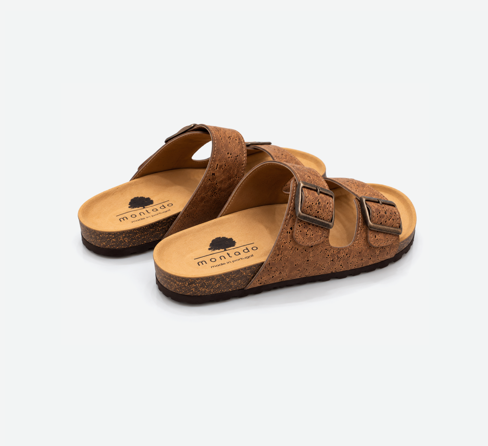 Cork Light Brown Flat Slippers with Two Adjastable Straps 1585 - Image 7