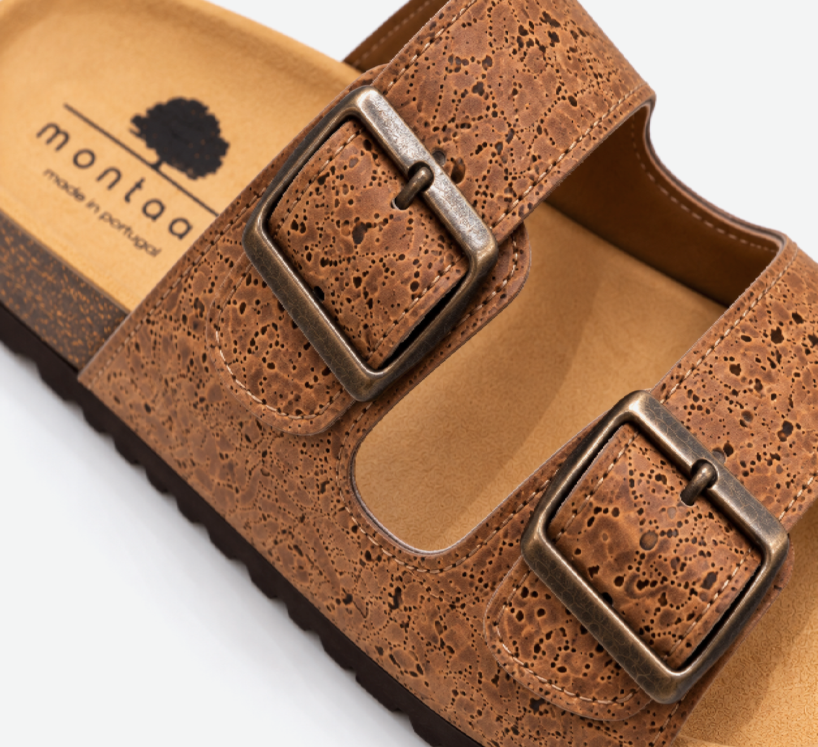 Cork Light Brown Flat Slippers with Two Adjastable Straps 1585 - Image 8