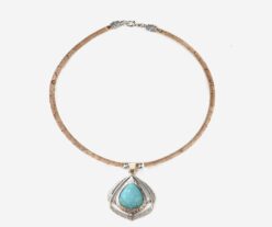 Cork Necklace With Natural Turquoise