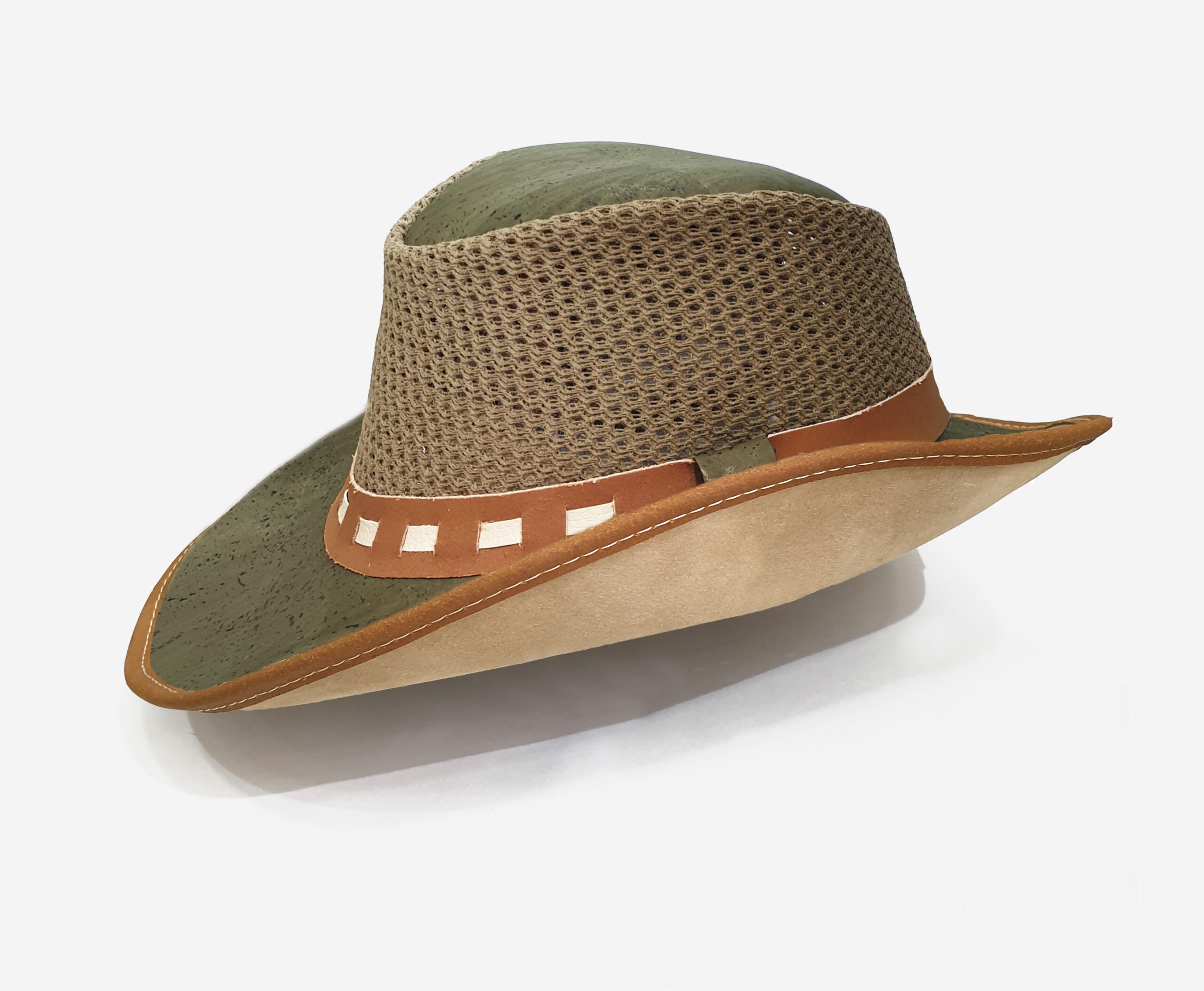 Men cork and genuine leather cowboy Hat 3-4
