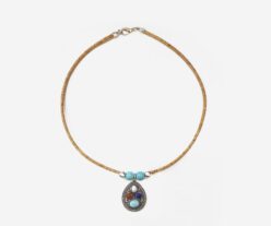 Cork Chain Necklace With Turquoise