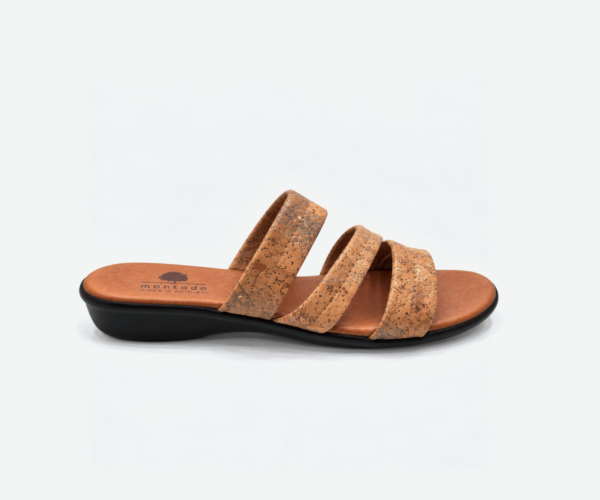 Gold Cork Slippers With Three Straps 308