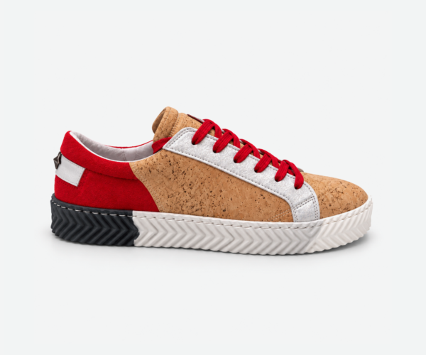 Stylish Cork Sneakers With Red Laces C3006